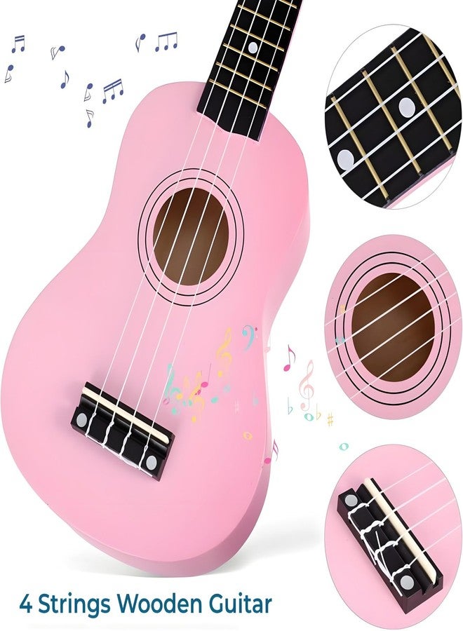 Jakeloo 21 Inch Wooden Kids Toddler Child Children Acoustic Guitar Musical Instruments Ideal for 3-9 Year Old Boys Girls Gifts (Pink) - Image 4